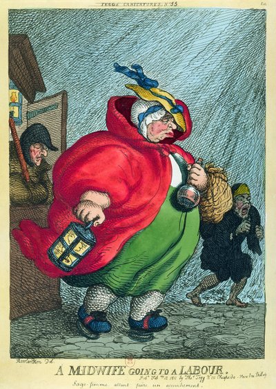 Una partera yendo a un parto, 1811 de Thomas Rowlandson